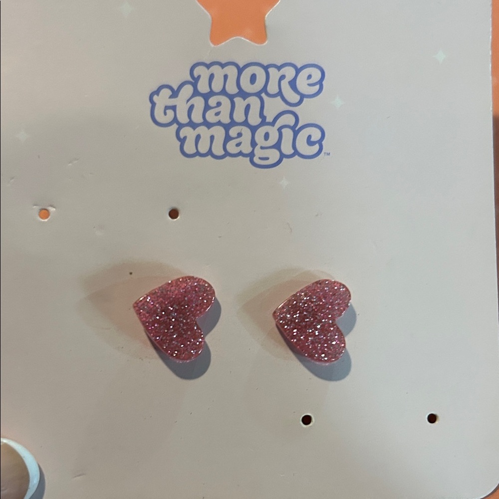 More Than Magic Sparkly Pink Heart Earrings